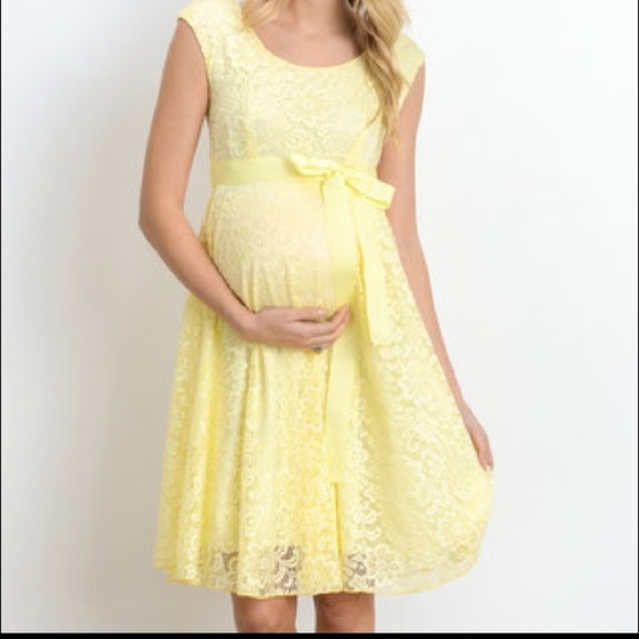 yellow lace maternity dress